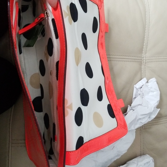 NEW Kate Spade fluorescent coral patent clutch - Picture 4 of 8